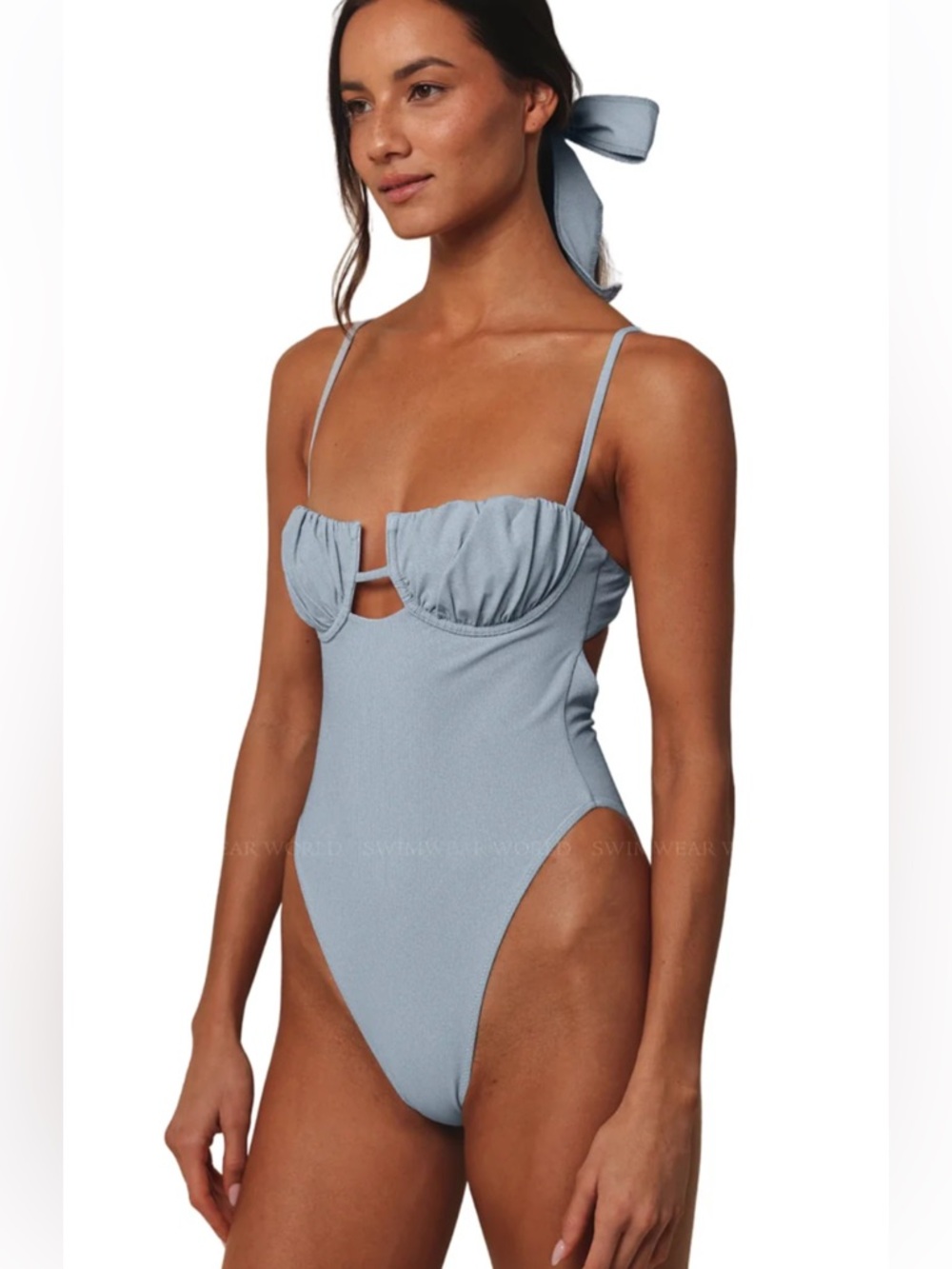 NWT 🌊 MONTCE PETAL ONE PIECE Light Blue Scoop Cup One-Piece Swimsuit